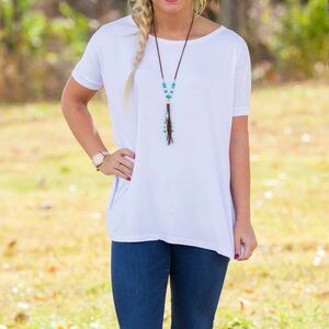 PIKO 1988 Bamboo White Short Sleeve Flowy Top
